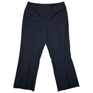 Lafayette 148 Size 12 Menswear Pant Virgin Wool Pleated Stretch Office Navy Blue